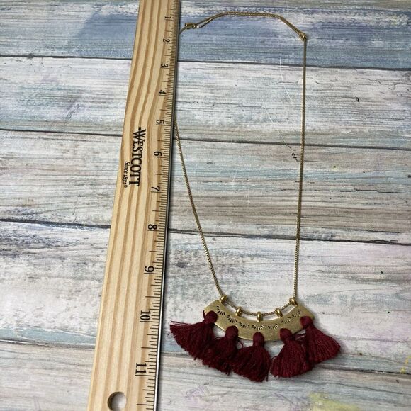 Elegant Gold and Burgundy Tassel Necklace - Picture 4 of 7